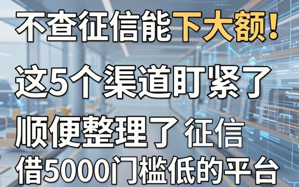 不查征信能下大额!这5个渠道盯紧了,顺便整理了借5000征信门槛低的平台