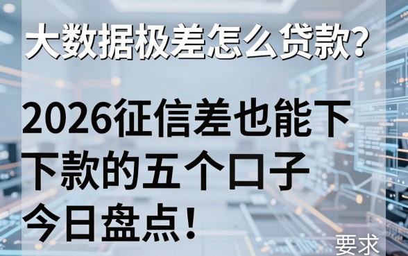 大数据极差怎么贷款?2026征信差也能下款的五个口子今日盘点!