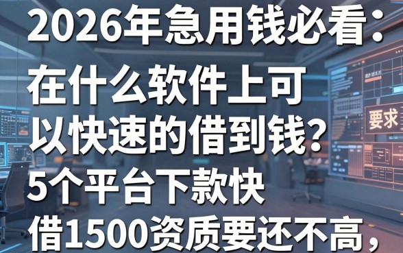 2026年急用钱必看:在什么软件上可以快速的借到钱?这5个平台下款快,借1500资质要求还不高!