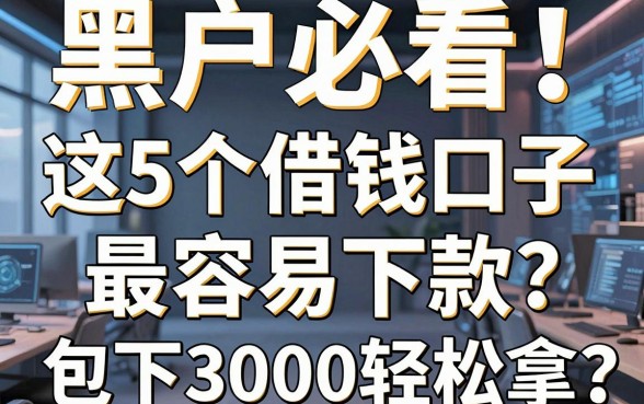 黑户必看!这5个借钱口子最容易下款,包下3000轻松拿