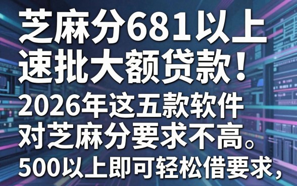芝麻分681以上速批大额贷款!2026年这五款软件对芝麻分要求不高,500以上即可轻松借
