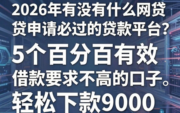 2026年有没有什么网贷申请必过的贷款平台?这5个百分百有效、借款要求不高的口子,轻松下款9000