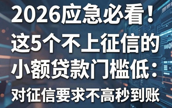 2026应急必看！这5个不上征信的小额贷款门槛低，对征信要求不高秒到账