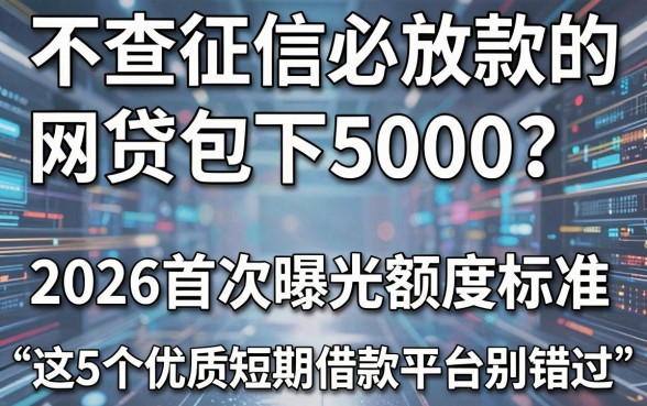不查征信必放款的网贷包下5000？2026首次曝光额度标准，这5个优质短期借款平台别错过！