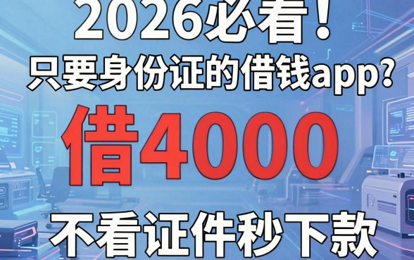 2026必看！这5个只要身份证的借钱app，借4000不看证件秒下款