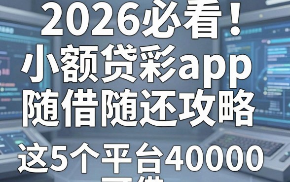 2026必看！小额贷款app随借随还攻略，这5个平台可借40000