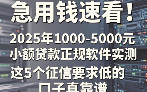 急用钱速看！2025年1000-5000元小额贷款正规软件实测，这5个征信要求低的口子真靠谱