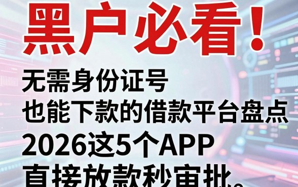 黑户必看!无需身份证号也能下款的借款平台盘点,2026这5个APP直接放款秒审批