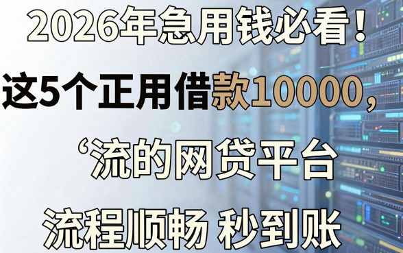 2026年急用钱必看!这5个正规借款10000的网贷平台,流程顺畅秒到账