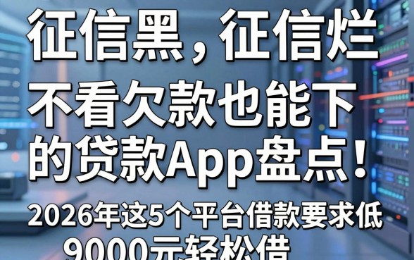 征信黑、征信烂、不看欠款也能下的贷款App盘点!2026年这5个平台借款要求低,9000元轻松借