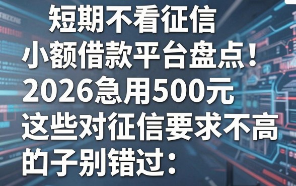 短期不看征信小额借款平台盘点！2026急用500元这些对征信要求不高的口子别错过
