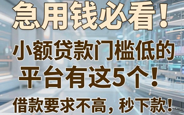 急用钱必看!小额贷款门槛低的平台有这5个,借款要求不高秒下款