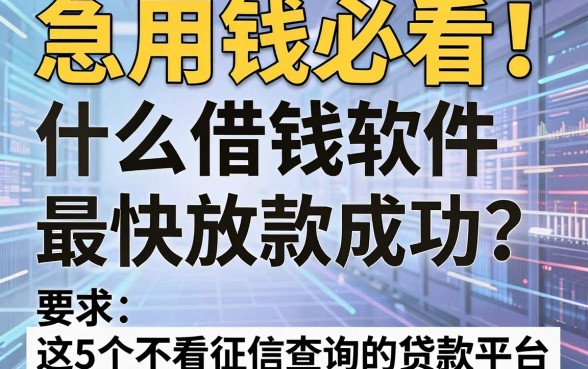 急用钱必看!什么借钱软件最快放款成功?这5个不看征信查询的贷款平台秒到账