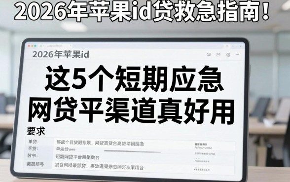 2026年苹果id贷救急指南!这5个短期应急网贷平台渠道真好用