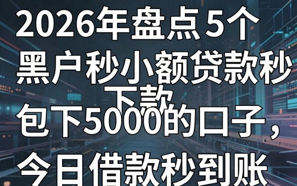 2026年盘点5个黑户秒小额贷款秒下款包下5000的口子,今日借款秒到账!