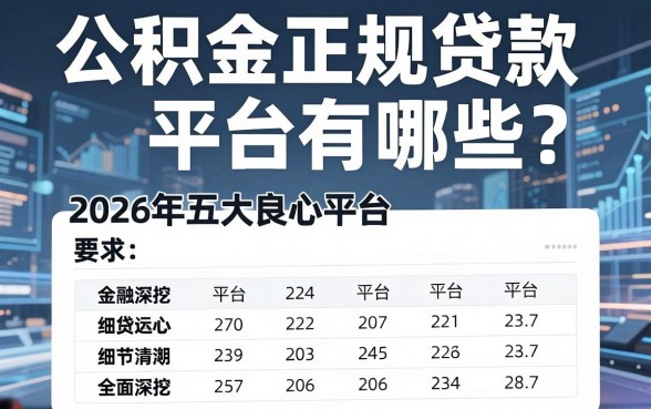 公积金正规贷款平台有哪些?2026年五大良心平台全面深挖!