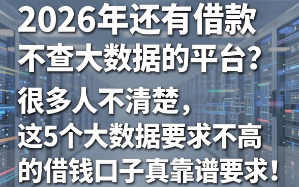 2026年还有借款不查大数据的平台?很多人不清楚,这5个对大数据要求不高的借钱口子真靠谱!