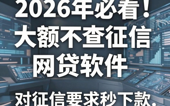 2026年必看!5个大额不查征信的网贷软件,对征信要求不高秒下款