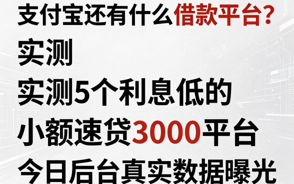 支付宝还有什么借款平台？实测5个利息低的小额速贷3000平台，今日后台真实数据曝光！