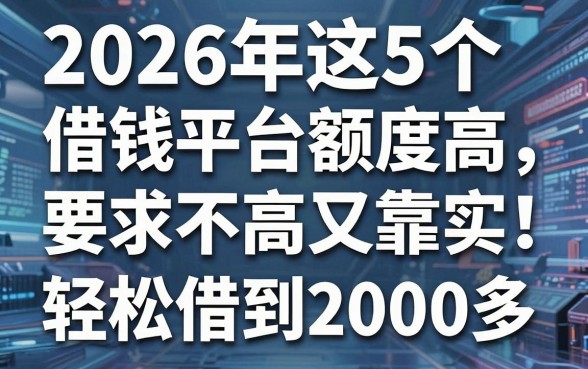 2026年这5个借钱平台额度高又靠实!要求不高,轻松借到2000多