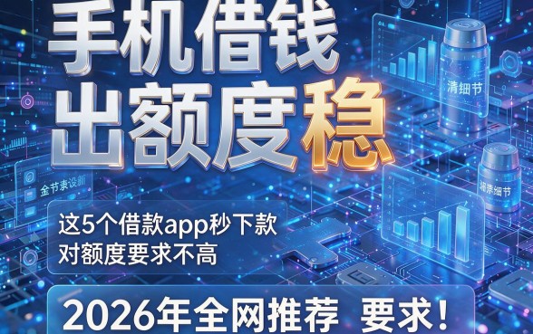 手机借钱出额度稳，这5个借款app秒下款、对额度要求不高，2026年全网推荐！