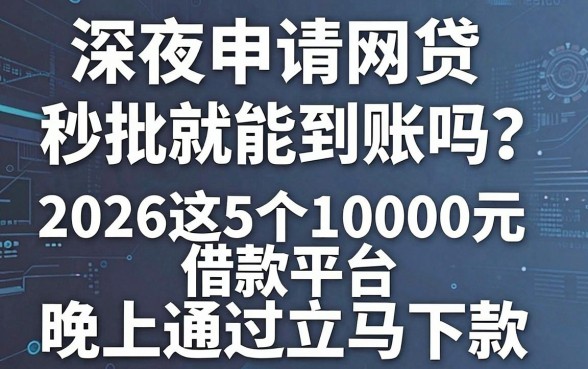 深夜申请网贷秒批就能到账吗?2026这5个10000元借款平台晚上通过立马下款