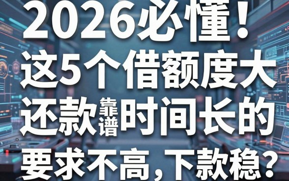 2026必懂!这5个借款额度大还款时间长的靠谱口子,要求不高下款稳!