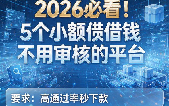 2026必看！5个小额借钱不用审核的平台，高通过率秒下款