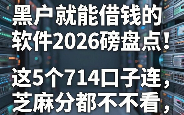 黑户就能借钱的软件2026重磅盘点！这5个714口子连芝麻分都不看