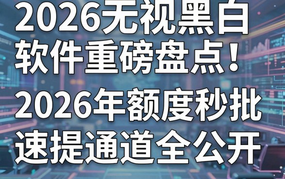 2026无视黑白软件重磅盘点!2026年额度秒批速提通道全公开