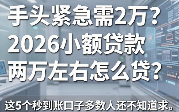 手头紧急需2万?2026小额贷款两万左右怎么贷?这5个秒到账口子多数人还不知道!