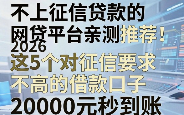 不上征信贷款的网贷平台2026亲测推荐!这5个对征信要求不高的借款口子,20000元秒到账