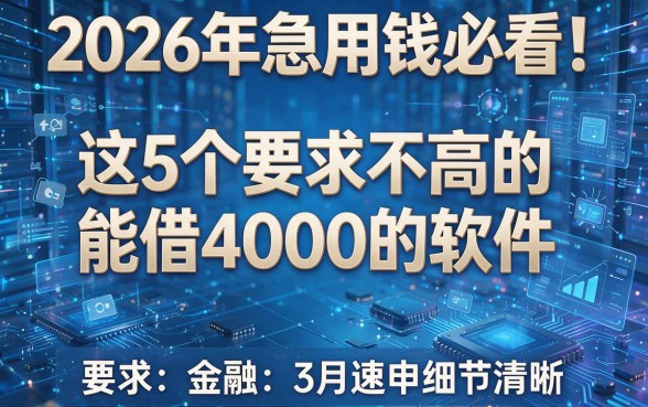2026年急用钱必看!这5个要求不高的能借4000的软件,3月速申