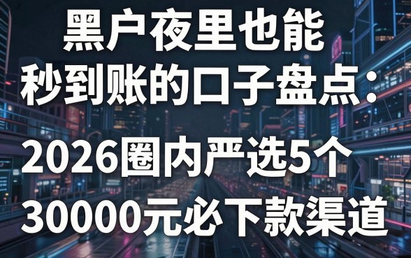 黑户夜里也能秒到账的口子盘点:2026圈内严选5个30000元必下款渠道