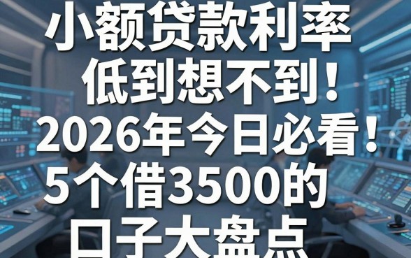 小额贷款利率低到想不到！2026年今日必看：5个借3500的口子大盘点