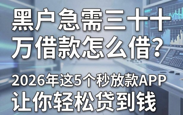 黑户急需三十万借款怎么借？2026年这5个秒放款APP让你轻松贷到钱