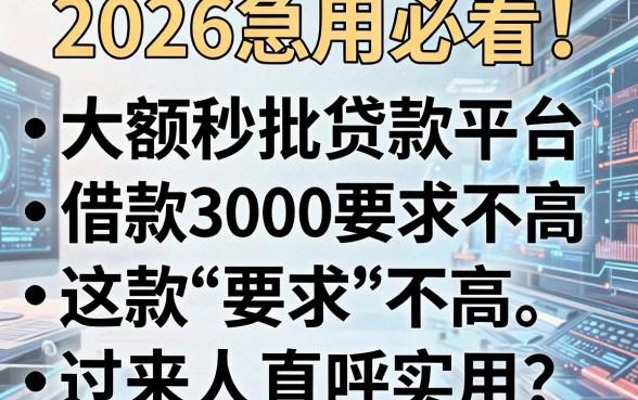 2026急用必看!实测这五个大额秒批贷款平台,借款3000要求不高,过来人直呼实用
