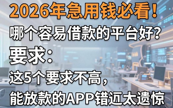 2026年急用钱必看!哪个容易借款的平台好?这5个要求不高、能放款的APP错过太遗憾