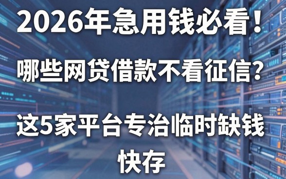 2026年急用钱必看!哪些网贷借款不看征信?这5家平台专治临时缺钱,快存!