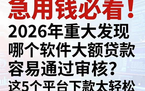 急用钱必看！2026年重大发现：哪个软件大额贷款容易通过审核？这5个平台下款太轻松