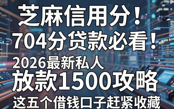 芝麻信用分704分贷款必看!2026最新私人放款1500攻略,这五个借钱口子赶紧收藏