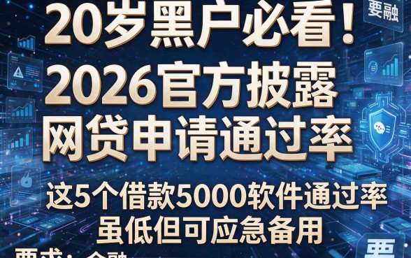 20岁黑户必看!2026官方披露网贷申请通过率,这5个借款5000软件通过率虽低但可应急备用