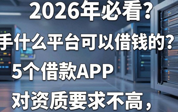 2026年必看:手机什么平台可以借钱的?这5个借款APP对资质要求不高