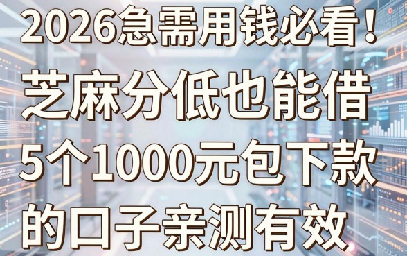 2026急需用钱必看！芝麻分低也能借，5个1000元包下款的口子亲测有效