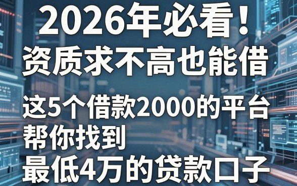 2026年必看!资质要求不高也能借,这5个借款2000的平台帮你找到最低4万的贷款口子