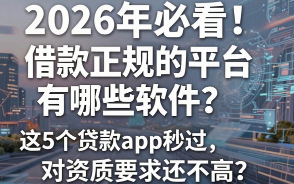 2026年必看!借款正规的平台有哪些软件?这5个贷款app秒过、对资质要求还不高