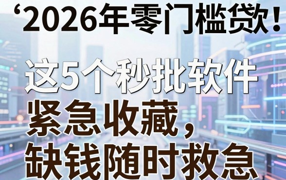 2026年零门槛贷款必看！这5个秒批软件紧急收藏，缺钱随时救急