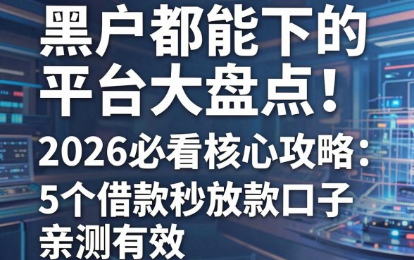 黑户都能下的平台大盘点！2026必看核心攻略：5个借款秒放款口子亲测有效