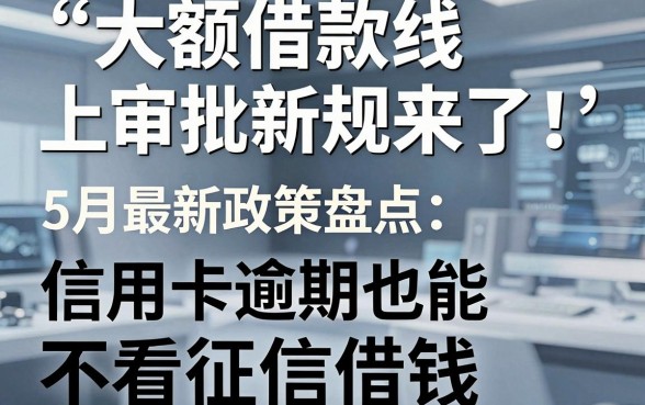 大额借款线上审批新规来了!5月最新政策盘点:信用卡逾期也能不看征信借钱