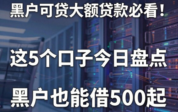 黑户可贷大额贷款必看!这5个口子今日盘点,黑户也能借500起
